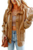 Khaki Vintage Washed Flap Pocket Button Shacket Khaki Vintage Washed Flap Pocket Button Shacket