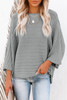 Gray Exposed Seam Ribbed Knit Dolman Top