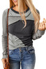 Gray Expose Seam Color Block Ribbed Knit Top