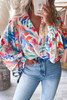 Multicolor Vibrant Floral Printed Billowy Sleeve Shirt