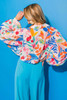 Multicolor Vibrant Floral Printed Billowy Sleeve Shirt