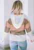 Pink Color Block Knitted Drawstring Hooded Sweater Pink Color Block Knitted Drawstring Hooded Sweater