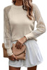 Apricot Striped Mesh Long Sleeve Crewneck Ribbed Top