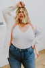 White Crinkle Colorblock Chest Pocket Plus Size Shirt