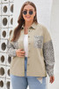 Khaki Plus Size Leopard Patchwork Shacket