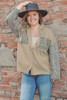 Khaki Plus Size Leopard Patchwork Shacket