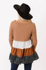 Brown Ribbed Long Sleeve Dotted Tiered Ruffled Flowy Top Brown Ribbed Long Sleeve Dotted Tiered Ruffled Flowy Top