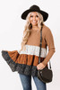 Brown Ribbed Long Sleeve Dotted Tiered Ruffled Flowy Top Brown Ribbed Long Sleeve Dotted Tiered Ruffled Flowy Top