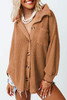 Brown Waffle Knit Button Up Casual Shirt