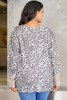 Leopard Plus Size Waffle Knit Patchwork Long Sleeve Henley Top