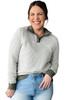 Green Striped Contrasting Trim Plus Size Henley Pullover