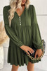 Green Lace Puff Sleeve Buttoned Tiered Ruffled Mini Dress Green Lace Puff Sleeve Buttoned Tiered Ruffled Mini Dress