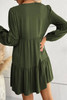 Green Lace Puff Sleeve Buttoned Tiered Ruffled Mini Dress Green Lace Puff Sleeve Buttoned Tiered Ruffled Mini Dress