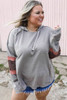 Gray Contrast Patched Sleeve Plus Size Hoodie Gray Contrast Patched Sleeve Plus Size Hoodie