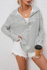 White Striped Thumbhole Drop Shoulder V Neck Top
