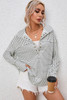 White Striped Thumbhole Drop Shoulder V Neck Top