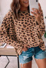 Brown Animal Print Stitching Loose Long Sleeve Top