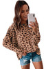 Brown Animal Print Stitching Loose Long Sleeve Top