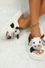 Bright White Cute Cow Pattern Open Toe Slippers