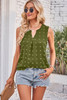 Green Swiss Dot Notched V Neck Tank Top