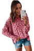 Pink Animal Print Stitching Loose Long Sleeve Top