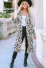 Leopard Pocketed Open Front Duster Cardigan