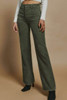 Green High Waist Square Pockets Corduroy Pants