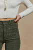 Green High Waist Square Pockets Corduroy Pants