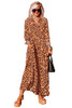 Leopard Button-Up Long Sleeve Maxi Dress