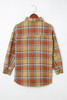 Red Oversized Flap Pockets Plaid Shacket with Slits