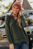 Green Expose Seam Detail Split Neck Long Sleeve Top Green Expose Seam Detail Split Neck Long Sleeve Top