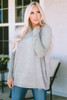 Gray Exposed Seam Patchwork Long Sleeve Top Gray Exposed Seam Patchwork Long Sleeve Top