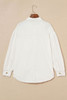 White Drop Shoulder Bubble Sleeve Pocketed Shirt