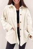 Beige Button-Up Stitching Pocket Raw Hem Shacket Beige Button-Up Stitching Pocket Raw Hem Shacket