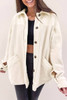 Beige Button-Up Stitching Pocket Raw Hem Shacket Beige Button-Up Stitching Pocket Raw Hem Shacket