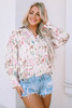 Multicolor Abstract Print Lantern Sleeve Casual Shirt