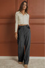 Gray Contrast Patched Pocket Corduroy Wide Leg Pants