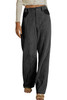 Gray Contrast Patched Pocket Corduroy Wide Leg Pants