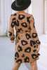 Leopard Print Button Front Bubble Sleeve Loose Knit Dress