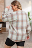 Beige Plus Size Plaid Half-Zipper Sweatshirt with Chest Pocket