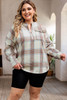 Beige Plus Size Plaid Half-Zipper Sweatshirt with Chest Pocket