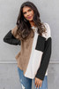 Black Long Sleeve Colorblock Chest Pocket Textured Knit Top