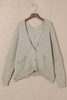 Gray Buttons Front Pocketed Sweater Cardigan
