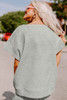 Gray Textured Loose Fit T Shirt and Drawstring Pants Set