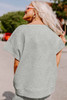Gray Textured Loose Fit T Shirt and Drawstring Pants Set