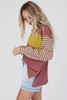 Red Colorblock Striped Bishop Sleeve Top Red Colorblock Striped Bishop Sleeve Top