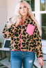 Leopard Colorblock Pocket Zipper Fuzzy Fleece Jacket