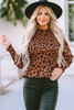 Brown Leopard Smocked Puff Sleeve Peplum Top Brown Leopard Smocked Puff Sleeve Peplum Top