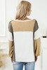 Khaki Exposed Seam Color Block Patchwork Top