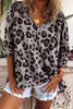 Gray Leopard Split Joint V Neck Long Sleeve Top Gray Leopard Split Joint V Neck Long Sleeve Top